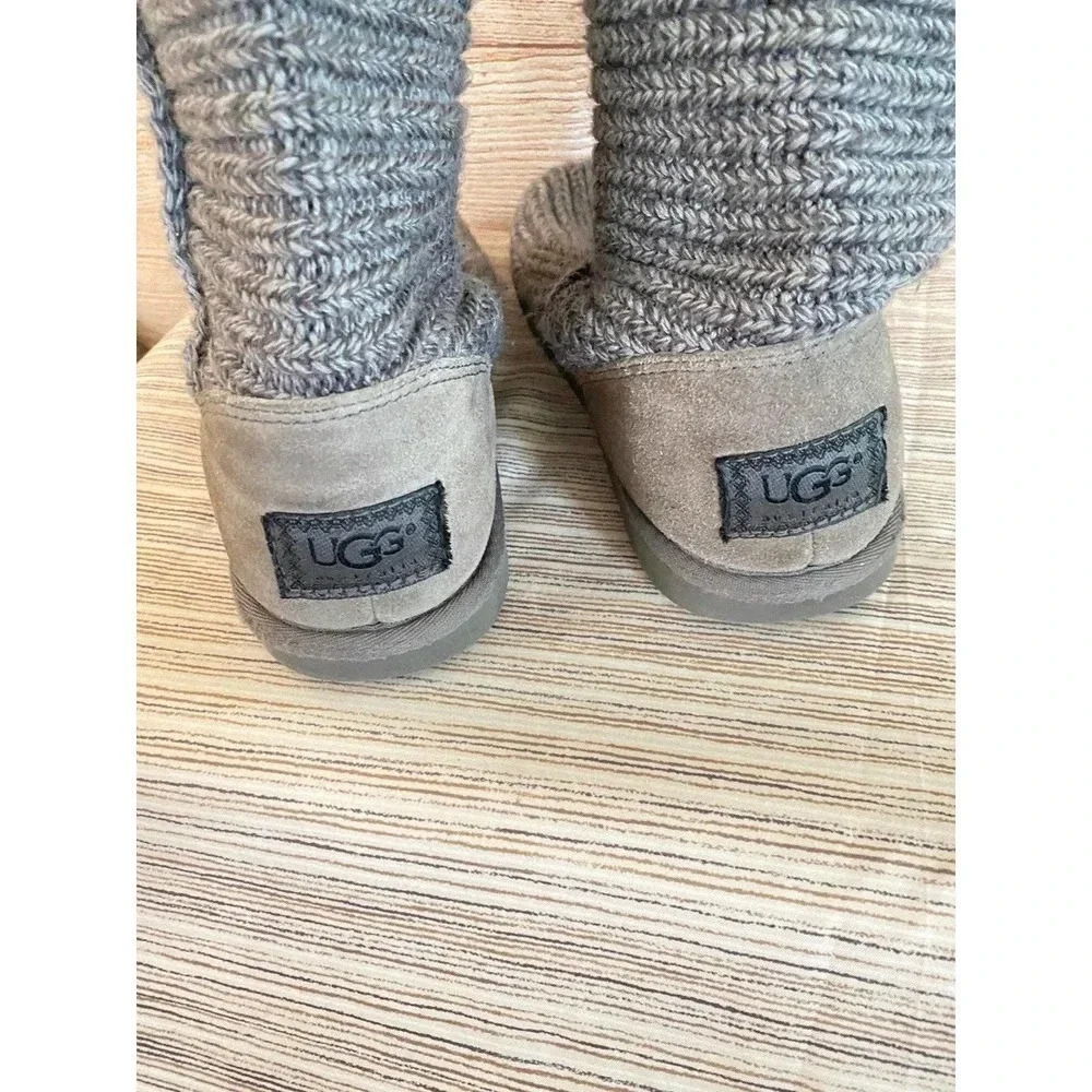 UGG Australia Girl's US 4 Gray Warm Twisted Cable Over The Knee Boots Pre-owned - Picture 8 of 10